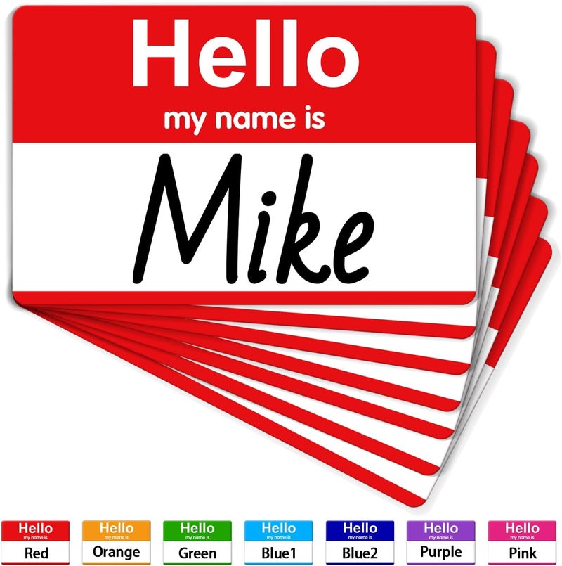 labelon 200 Pcs Name Tags, 3.5" x 2.25" Hello My Name is Stickers, Red Name Tag Stickers, Adhesive Label Sticker for Office, Meeting, School, Teachers and Mailing - Image 1